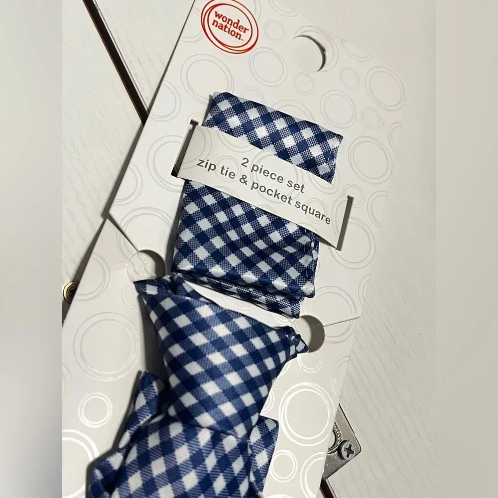NWT Boy’s Blue Gingham Plaid Tie